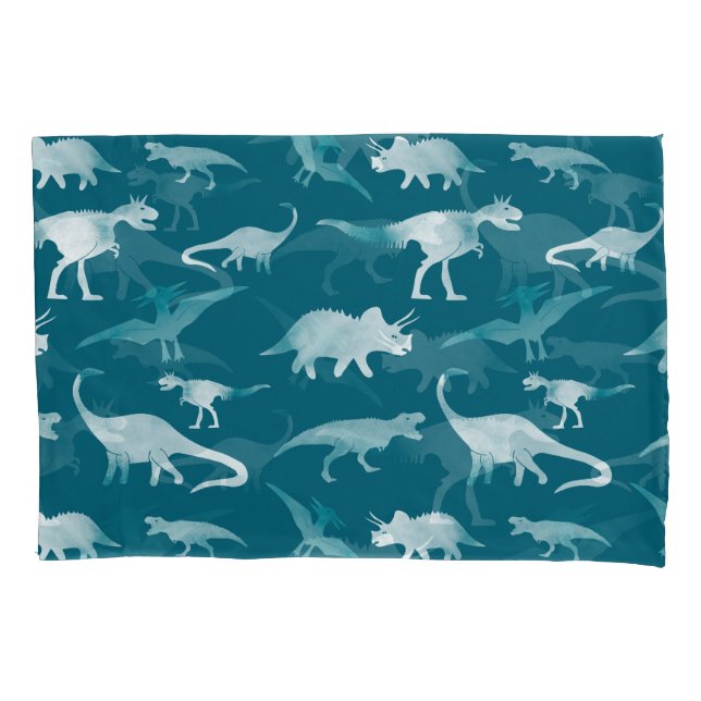 Dinosaur Watercolor: Textile Pattern Pillowcase (Front)