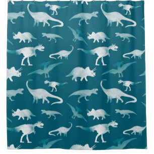 Dinosaur Watercolor: Textile Pattern Shower Curtain