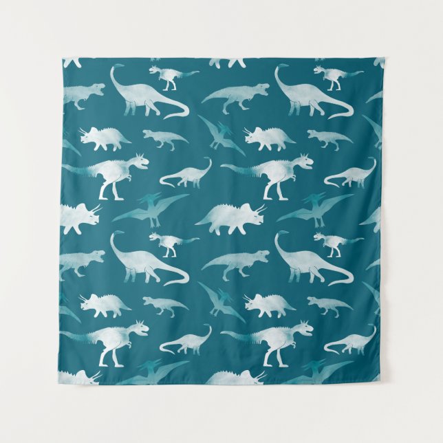 Dinosaur Watercolor: Textile Pattern Tapestry (Front)