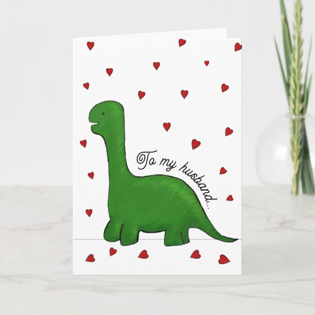 Dinosaur wedding anniversary husband card (Front)