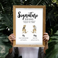 Dinosaur Wedding Bride and Groom Signature Drinks