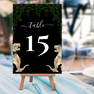 Dinosaur Wedding Foliage Black & White Table Number