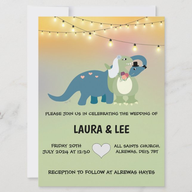 Dinosaur Wedding Invitation (Front)