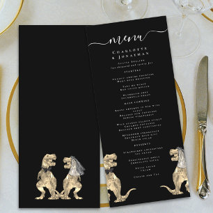 Dinosaur Wedding Modern Black & White Menu