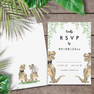 Dinosaur Wedding Reply RSVP Card