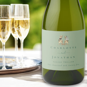 Dinosaur Wedding Sage Green Personalized Sparkling Wine Label