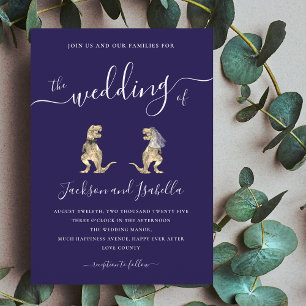 Dinosaur Wedding T-Rex Bride and Groom Invitation