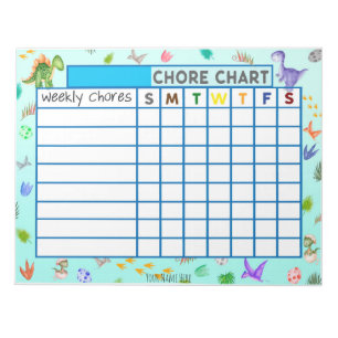Dinosaur Weekly Chore Chart Custom Notepad
