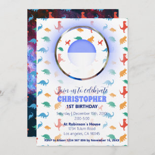 Dinosaur Whimsical birthday invitation