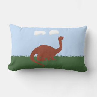 Dinosaur Whimsical Cartoon Art Lumbar Cushion