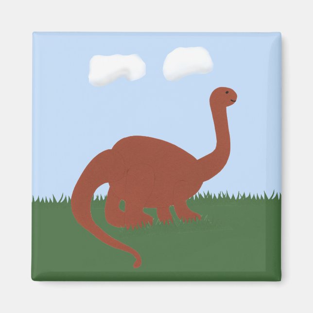 Dinosaur Whimsical Cartoon Art Magnet (Front)