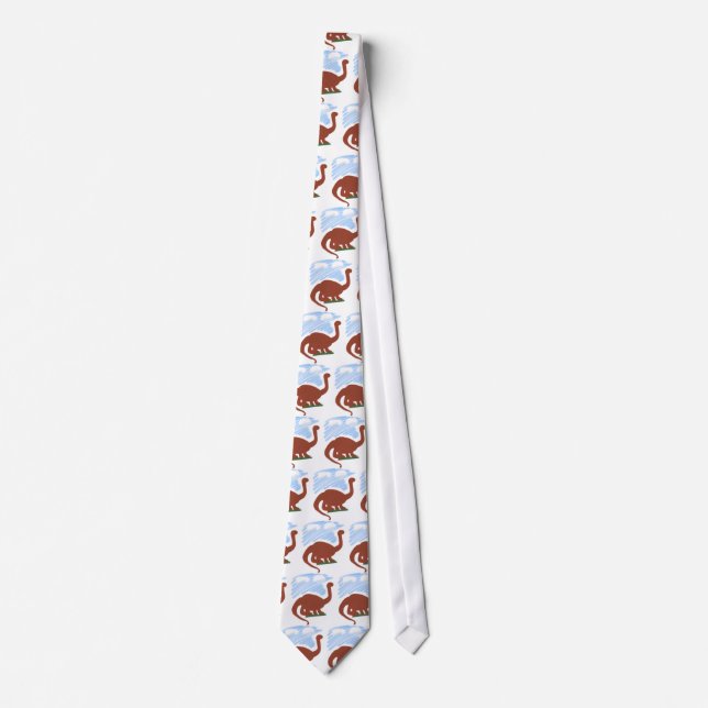 Dinosaur Whimsical Cartoon Art Tie (Front)