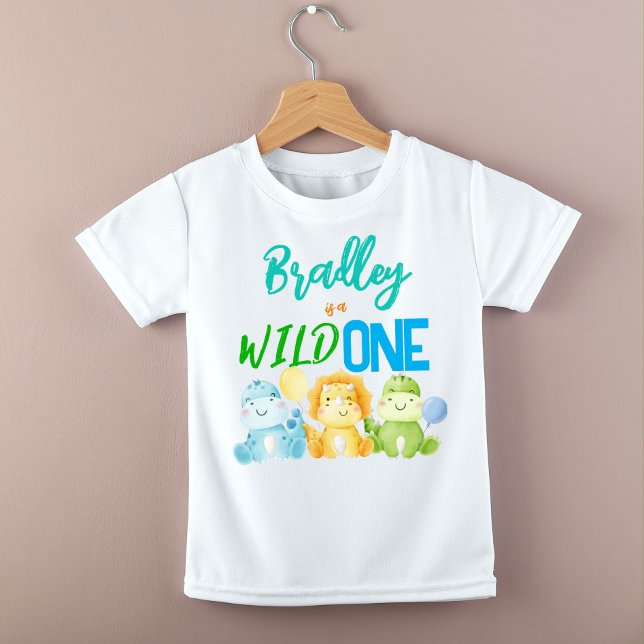 Dinosaur wild one 1st birthday colourful cute part baby T-Shirt (Creator Uploaded)