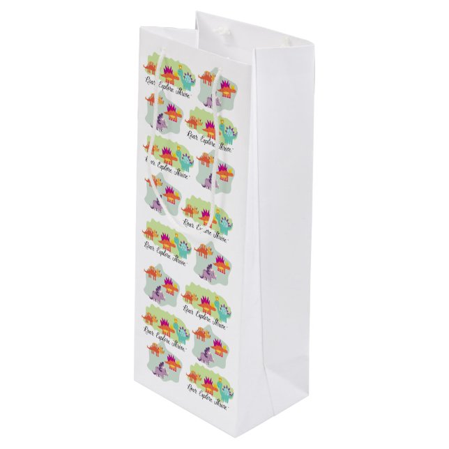 Dinosaur Wine Gift Bag (Front Angled)
