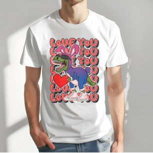 Dinosaur with Сostume in Bisexual Flag Colours T-Shirt