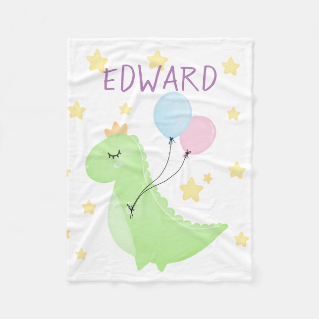 Dinosaur with Balloons  Fleece Blanket (Front)