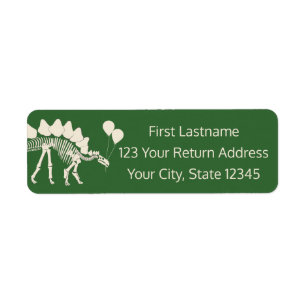 Dinosaur with Balloons Return Address Label