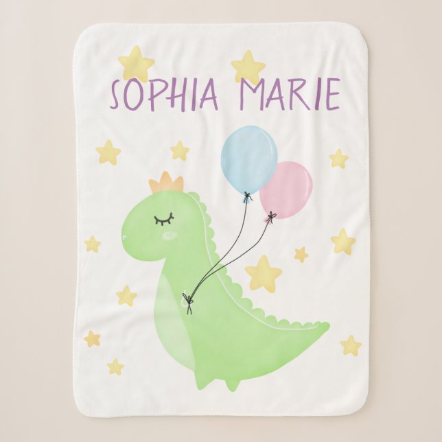 Dinosaur with Balloons  Sherpa Blanket (Front)