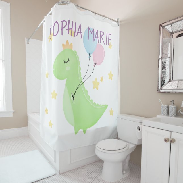 Dinosaur with Balloons  Shower Curtain (In Situ)