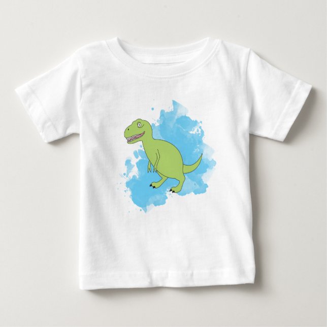 Dinosaur with Blue Paint Baby T-Shirt (Front)