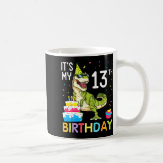 Dinosaur with cake 13th birthday happy 13 years coffee mug