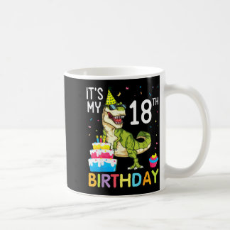 Dinosaur with cake 18th birthday happy 18 years coffee mug