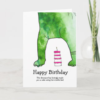 Dinosaur with cake birthday card
