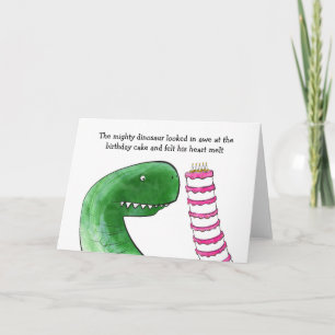 Dinosaur with cake birthday card