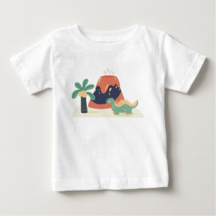 Dinosaur with Erupting Volcano Baby T-Shirt