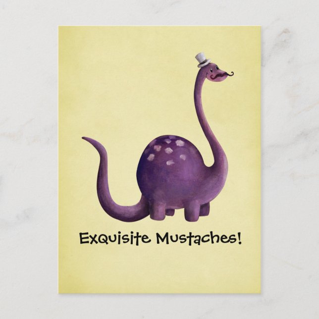 Dinosaur with Moustaches Postcard (Front)