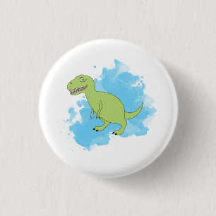 Dinosaur with Watercolor Background Design 3 Cm Round Badge
