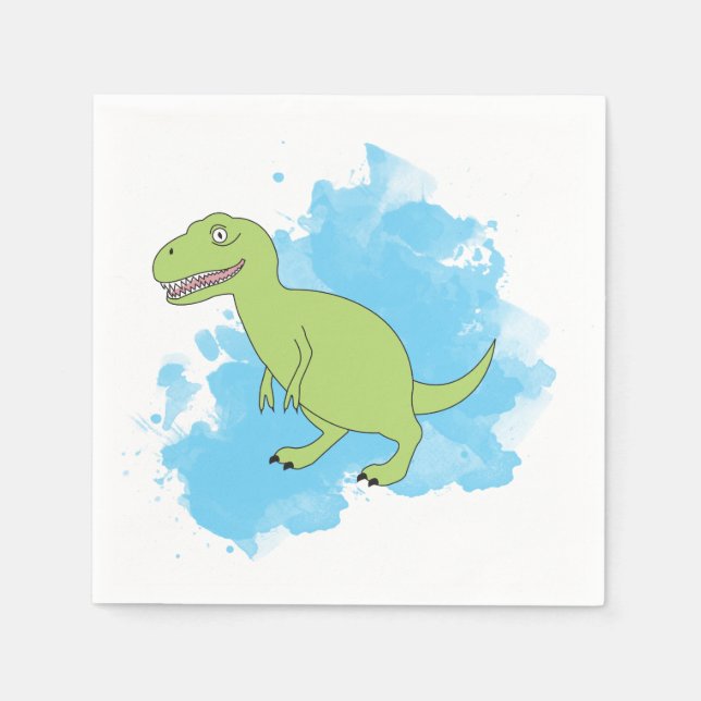 Dinosaur with Watercolor Background Design Napkin (Front)