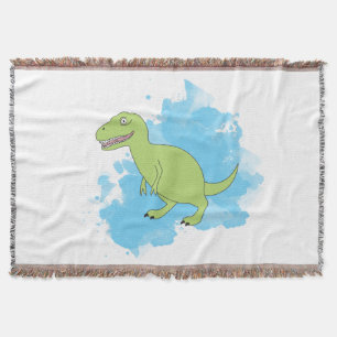 Dinosaur with Watercolor Background Design Throw Blanket