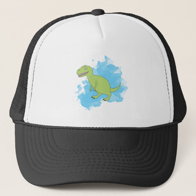 Dinosaur with Watercolor Background Design Trucker Hat (Front)