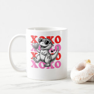 Dinosaur With Xoxo Pattern For Valentine's Day Coffee Mug