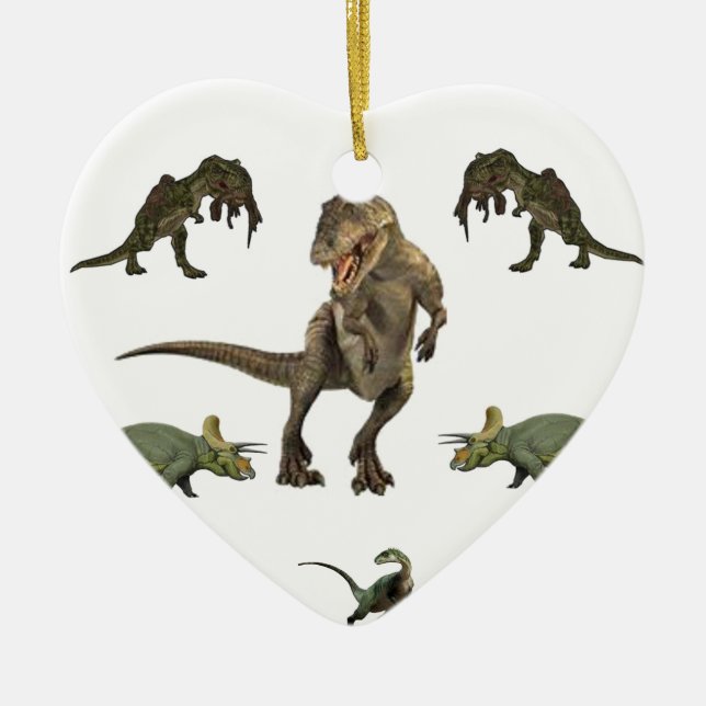 Dinosaur Wrapping Paper Ceramic Tree Decoration (Front)