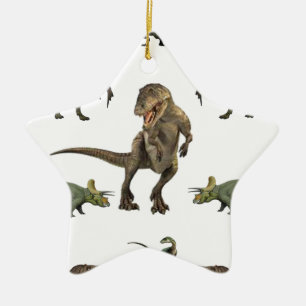 Dinosaur Wrapping Paper Ceramic Tree Decoration