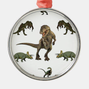 Dinosaur Wrapping Paper Metal Tree Decoration