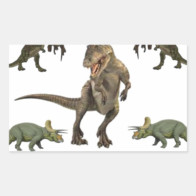 Dinosaur Wrapping Paper Rectangular Sticker (Front)