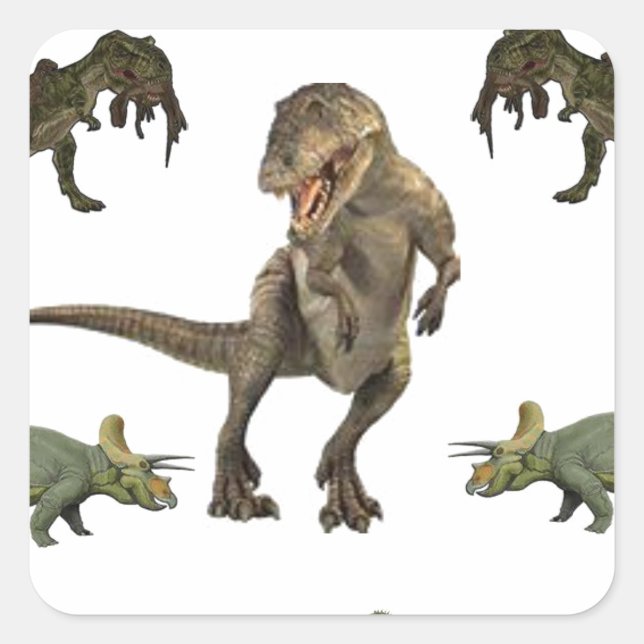 Dinosaur Wrapping Paper Square Sticker (Front)