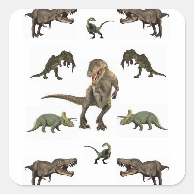 Dinosaur Wrapping Paper Square Sticker (Front)