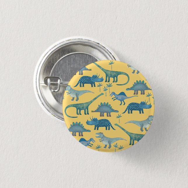 Dinosaur Yellow 3 Cm Round Badge (Front & Back)