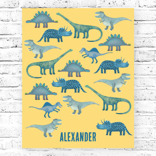 Dinosaur Yellow Personalised Poster