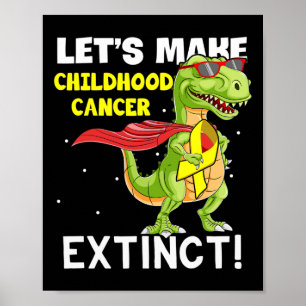 Dinosaur Yellow Ribbon Childhood Cancer Awareness Poster