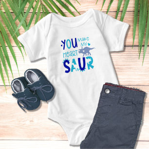 Dinosaur You Make My Heart Saur Cute Boy Baby Bodysuit