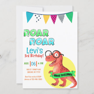 Dinosaur Young Wild birthday Invitation