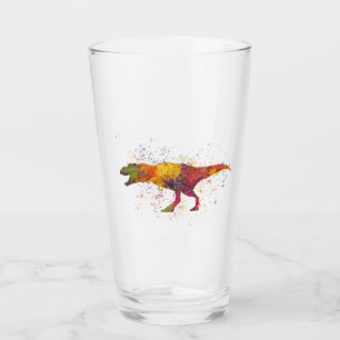 dinosaurio Tyrannosaurus rex silueta en acuarela Glass