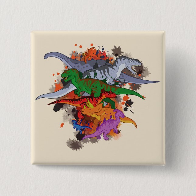 Dinosaurs 15 Cm Square Badge (Front)