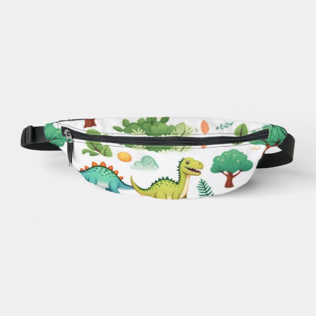 Dinosaurs and trees pattern white bum bags (Front)