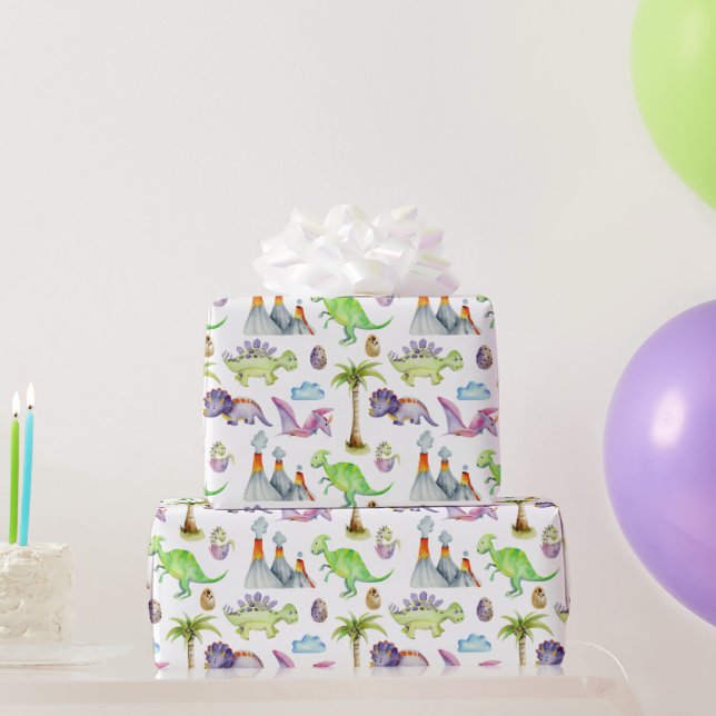 Dinosaurs and Volcanoes  Wrapping Paper (Party Gifts)